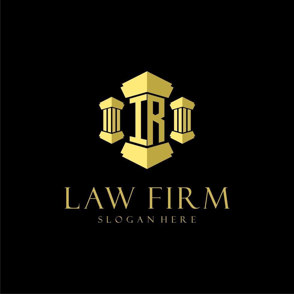 IR initial monogram logo for lawfirm with pillar design vector