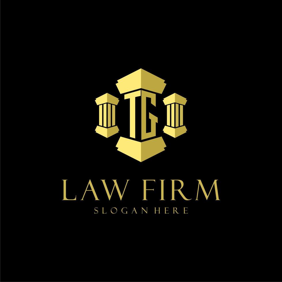 TG initial monogram logo for lawfirm with pillar design vector