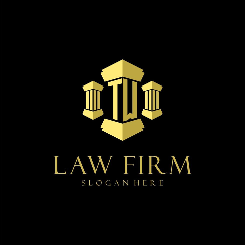 TW initial monogram logo for lawfirm with pillar design vector