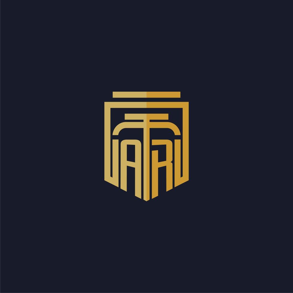 AR initial monogram logo elegant with shield style design for wall mural lawfirm gaming vector