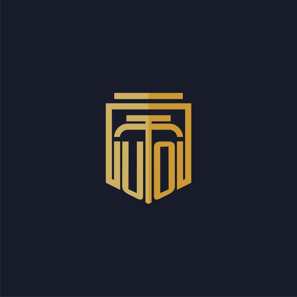 UO initial monogram logo elegant with shield style design for wall mural lawfirm gaming vector