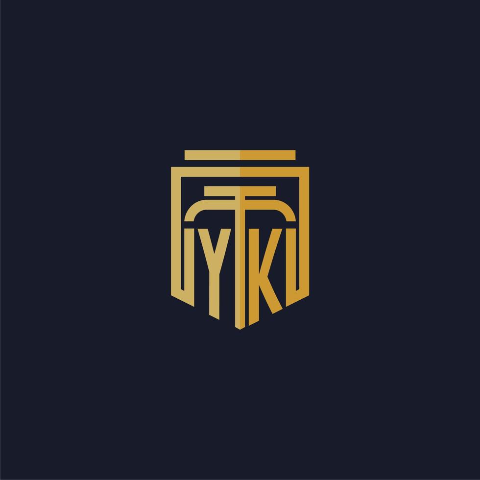 YK initial monogram logo elegant with shield style design for wall mural lawfirm gaming vector