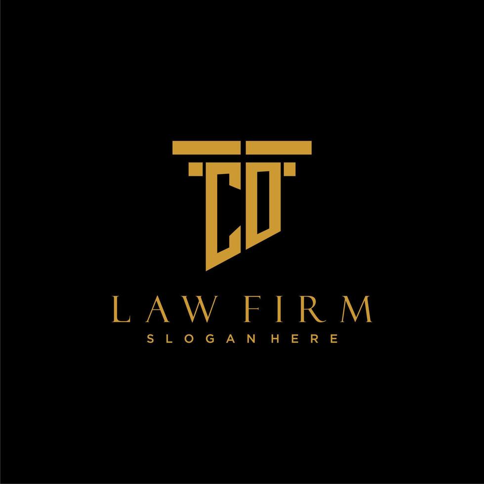CO monogram initial logo for lawfirm with pillar design vector
