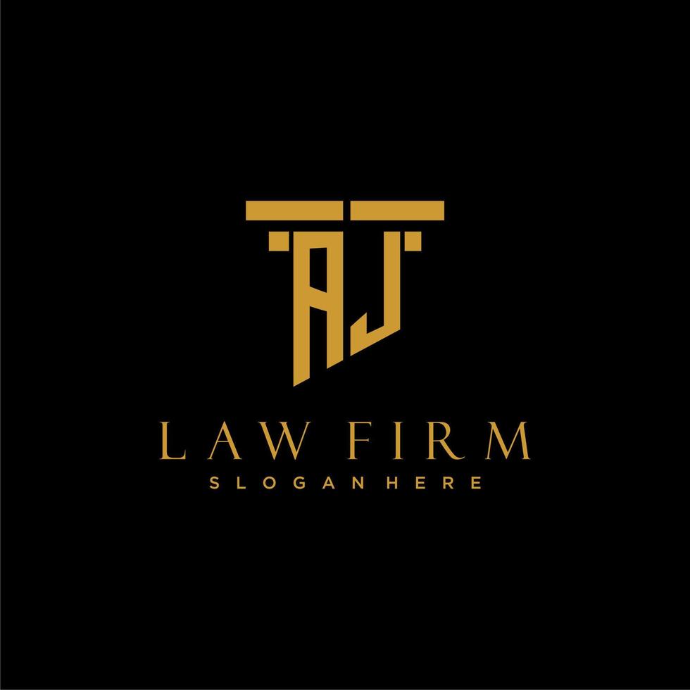 AJ monogram initial logo for lawfirm with pillar design vector
