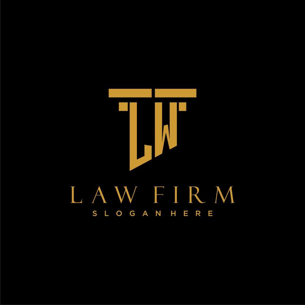 LW monogram initial logo for lawfirm with pillar design vector