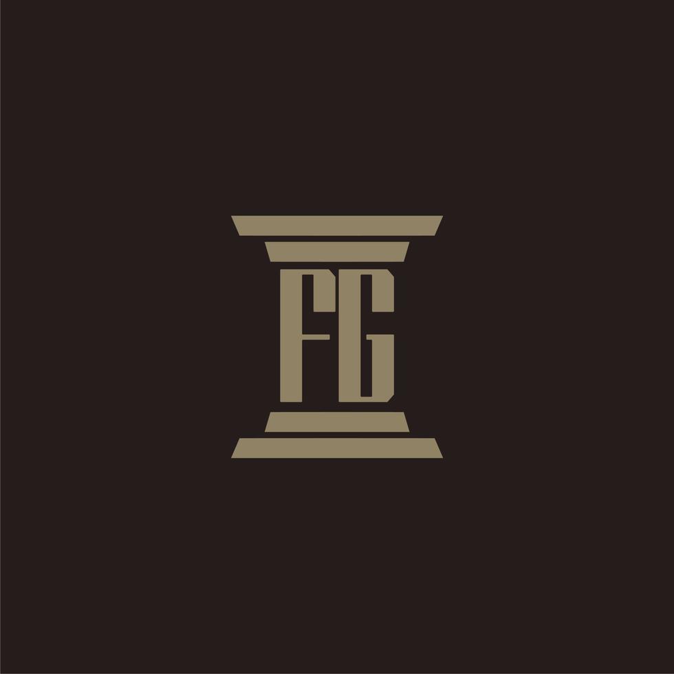 FG monogram initial logo for lawfirm with pillar design vector