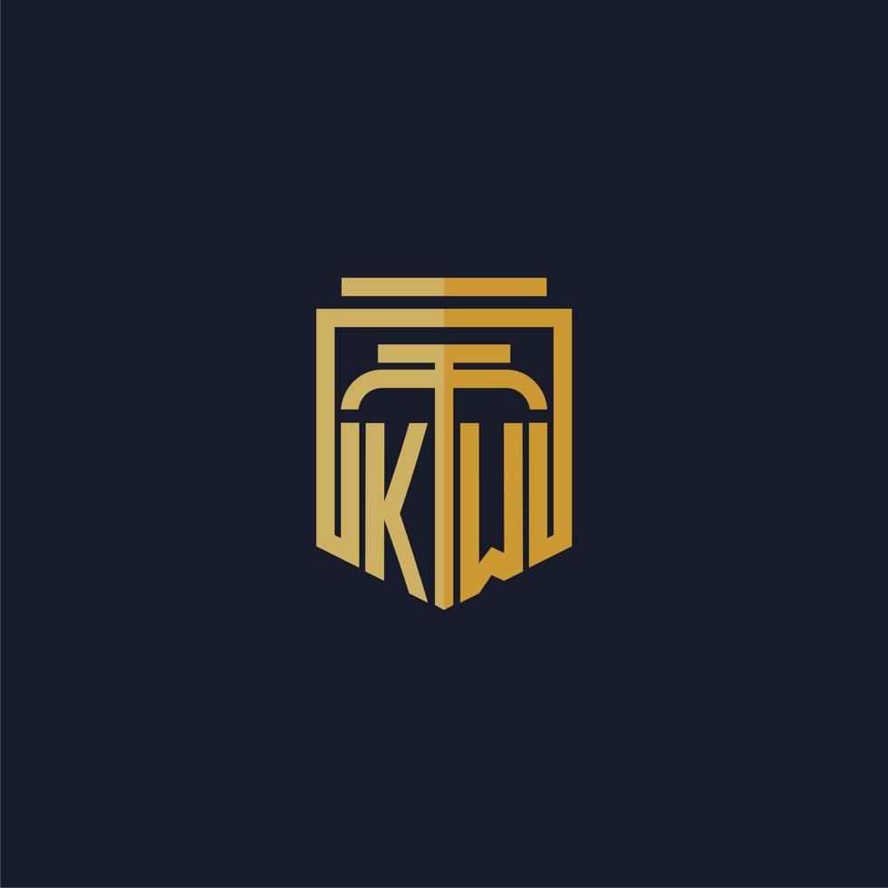 KW initial monogram logo elegant with shield style design for wall mural lawfirm gaming vector