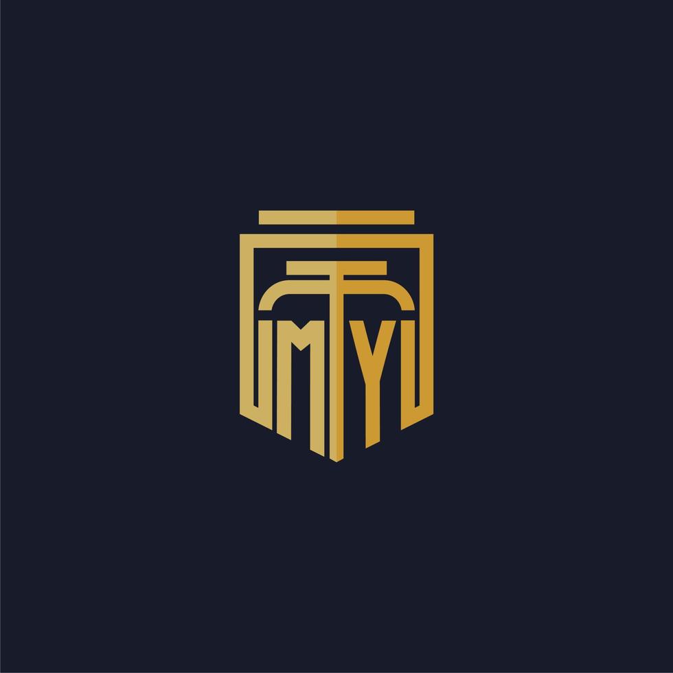 MY initial monogram logo elegant with shield style design for wall mural lawfirm gaming vector