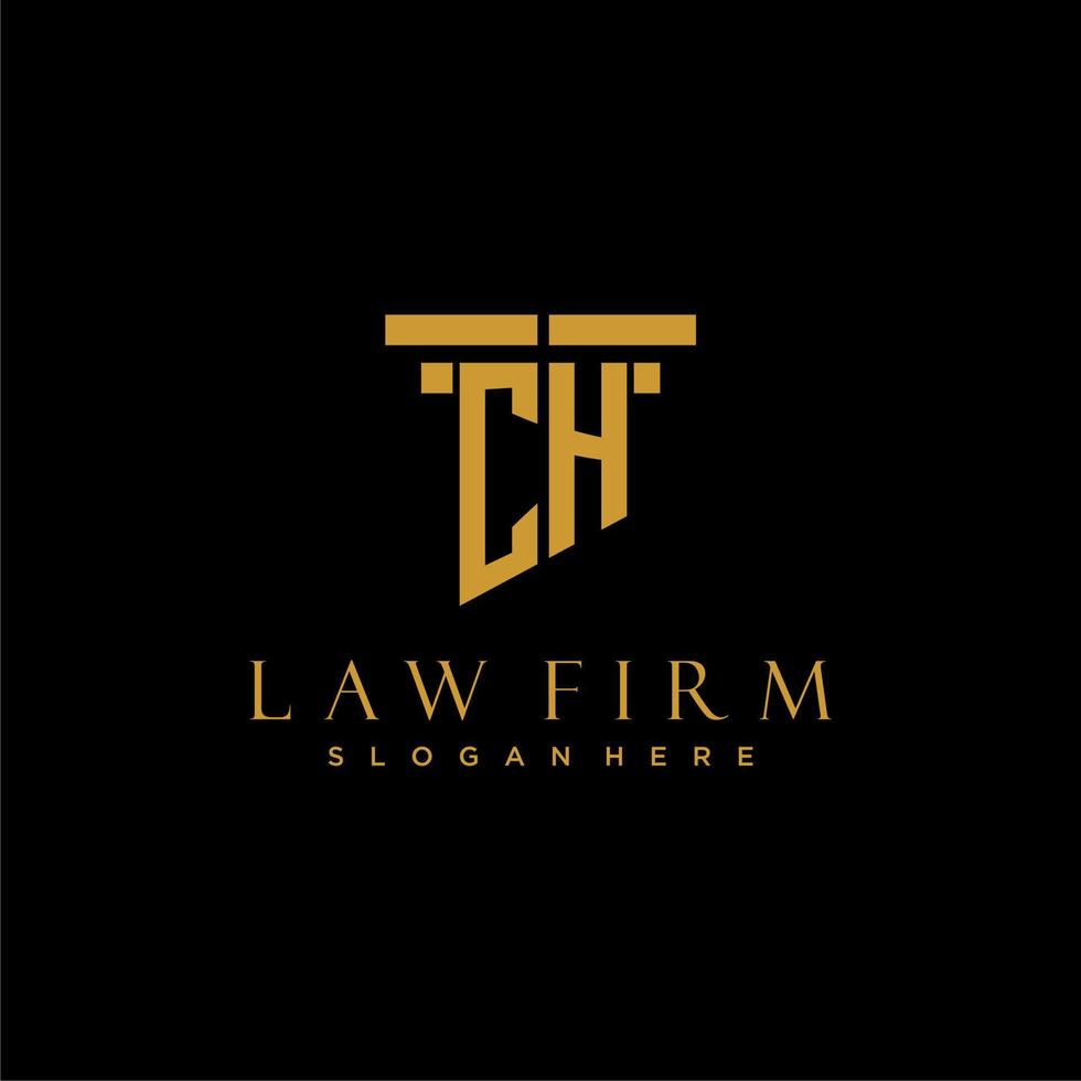 CH monogram initial logo for lawfirm with pillar design vector
