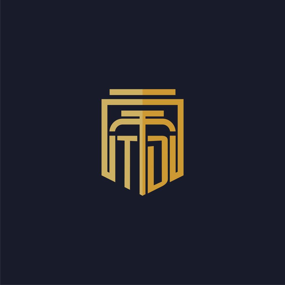 TD initial monogram logo elegant with shield style design for wall mural lawfirm gaming vector