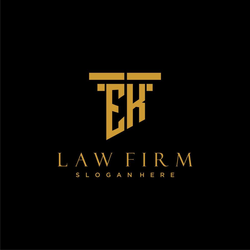 EK monogram initial logo for lawfirm with pillar design vector