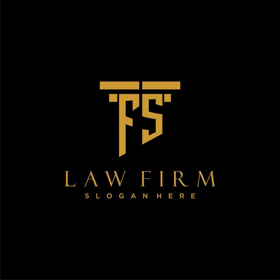 FS monogram initial logo for lawfirm with pillar design vector