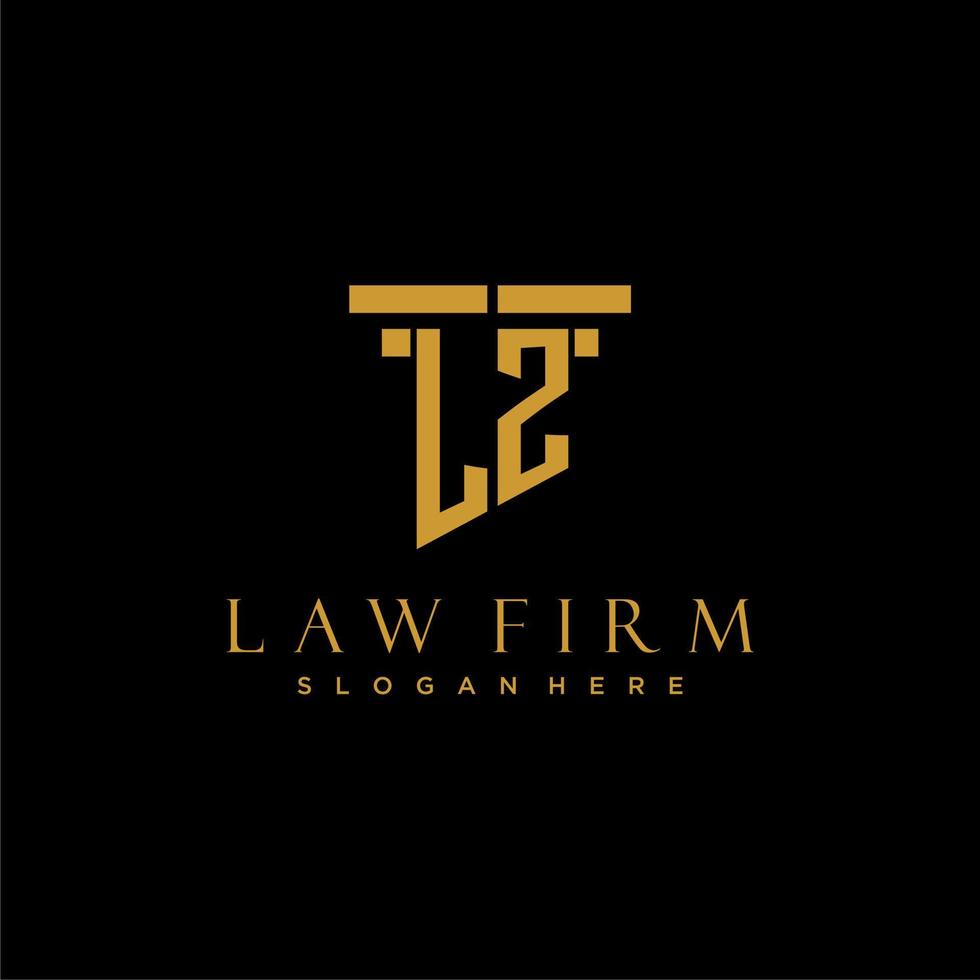 LZ monogram initial logo for lawfirm with pillar design vector