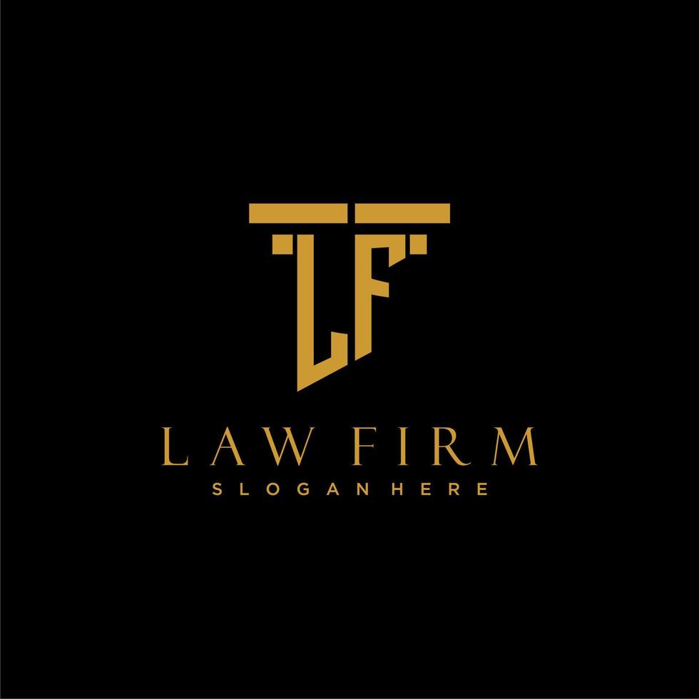 LF monogram initial logo for lawfirm with pillar design vector