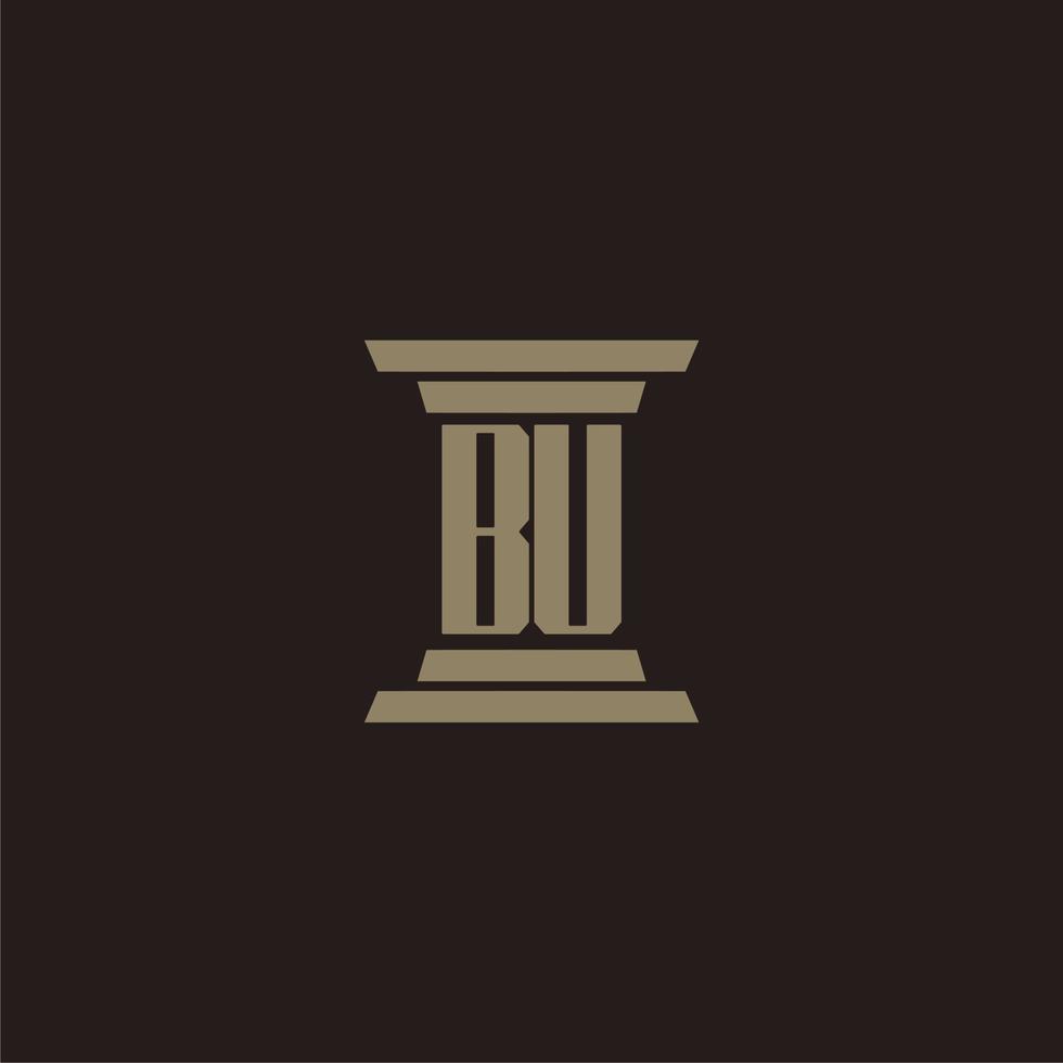 BU monogram initial logo for lawfirm with pillar design vector