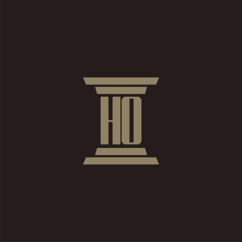 HO monogram initial logo for lawfirm with pillar design vector
