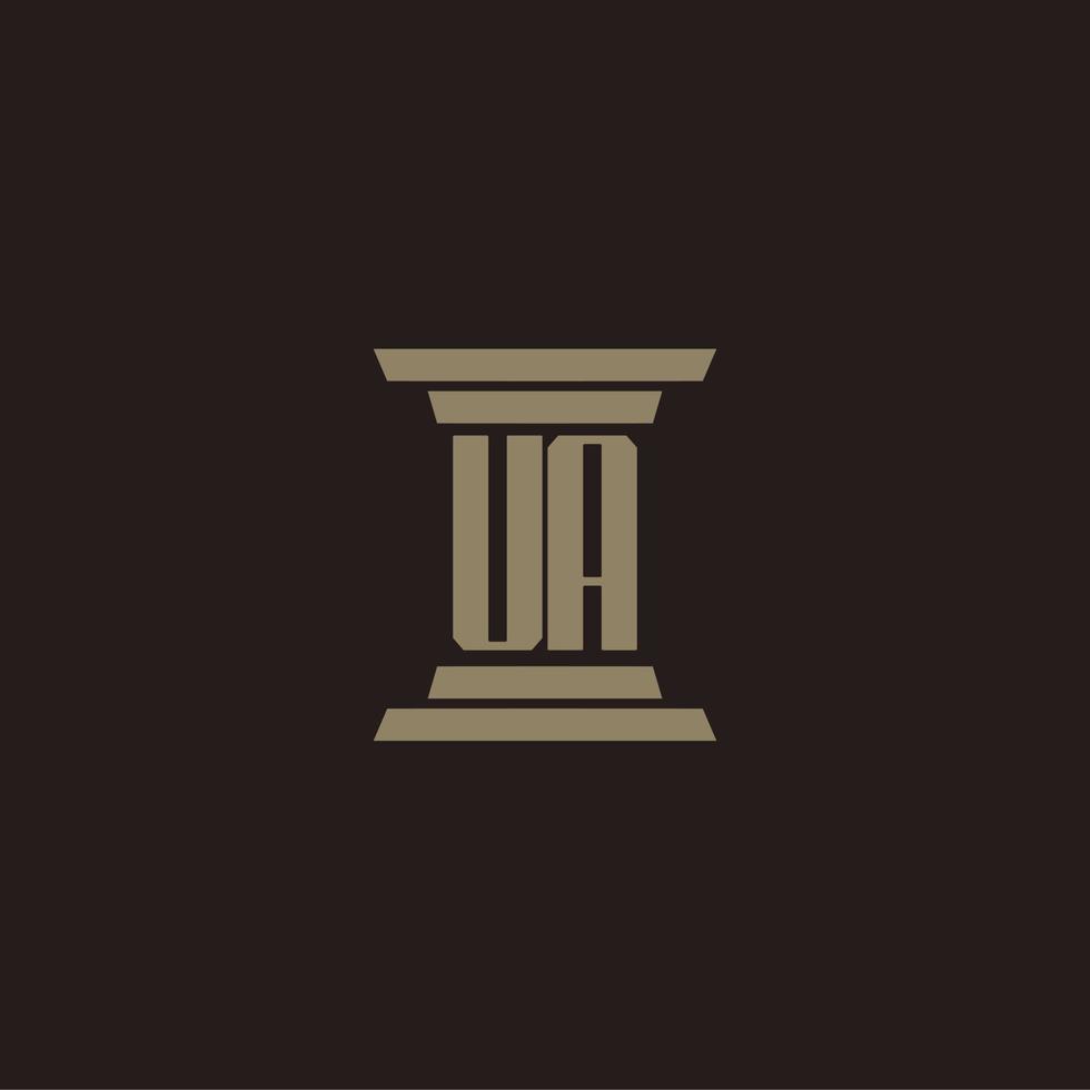 UA monogram initial logo for lawfirm with pillar design vector