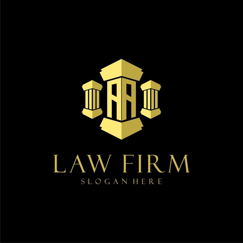 AA initial monogram logo for lawfirm with pillar design vector