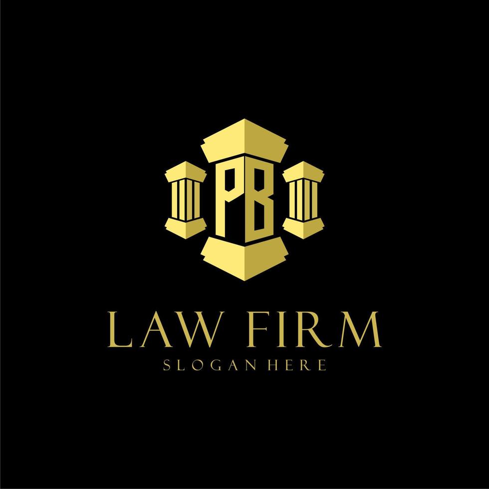 PB initial monogram logo for lawfirm with pillar design vector