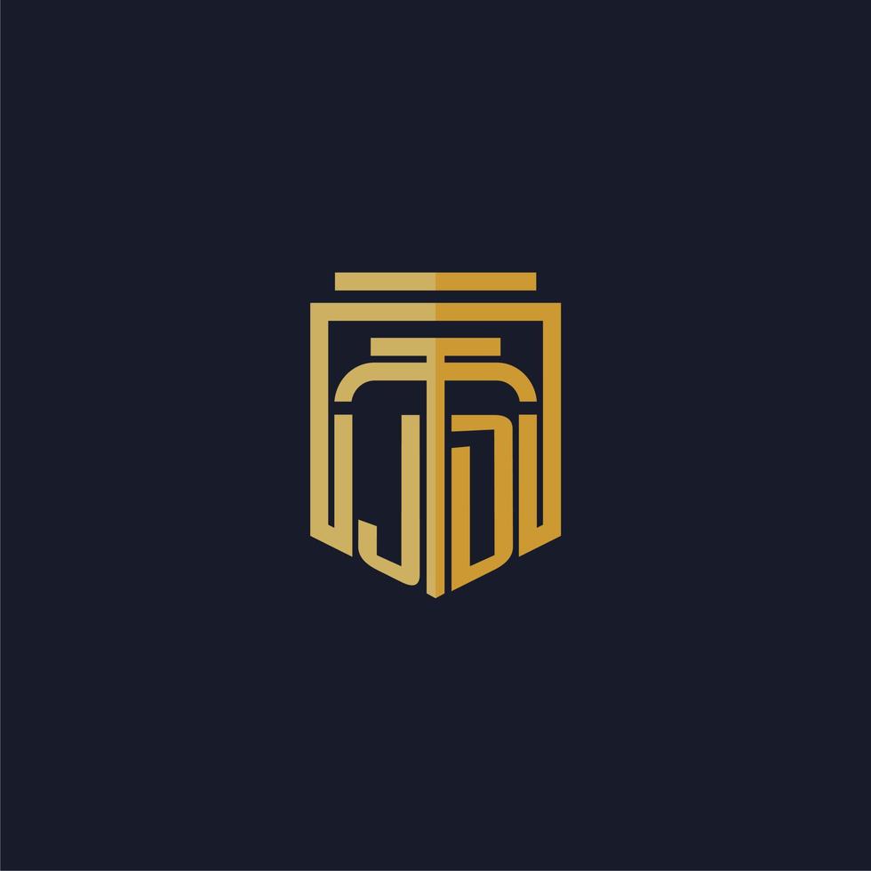 JD initial monogram logo elegant with shield style design for wall mural lawfirm gaming vector