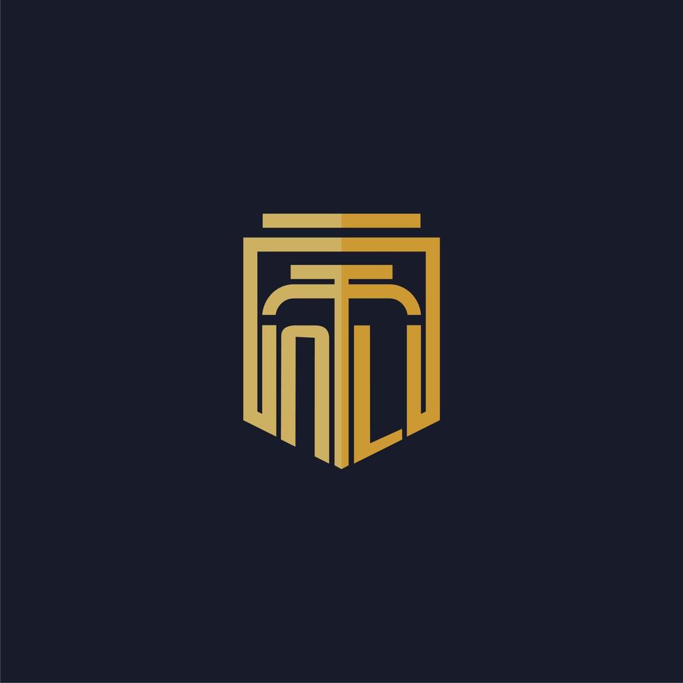 NL initial monogram logo elegant with shield style design for wall mural lawfirm gaming vector
