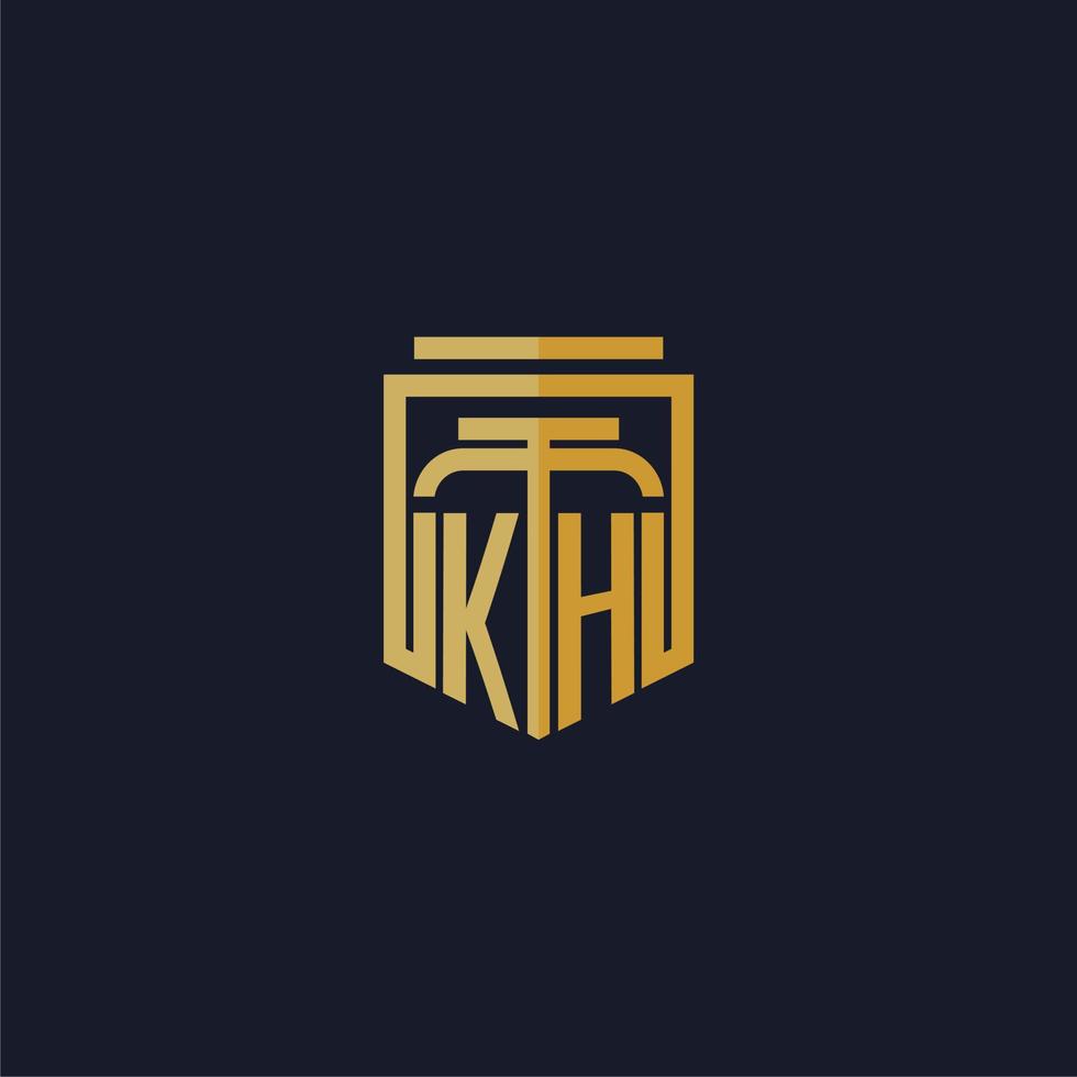 KH initial monogram logo elegant with shield style design for wall mural lawfirm gaming vector