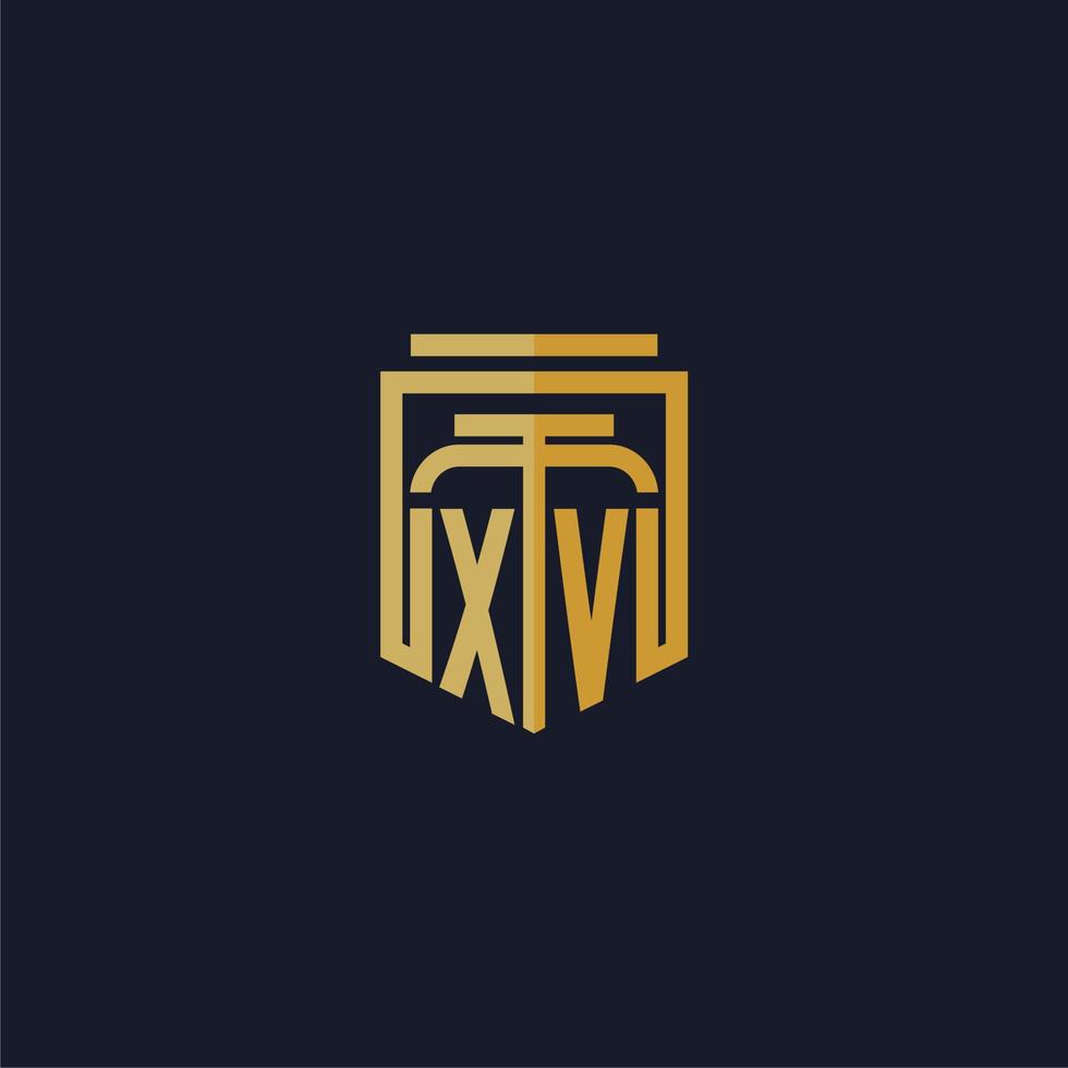 XV initial monogram logo elegant with shield style design for wall mural lawfirm gaming vector