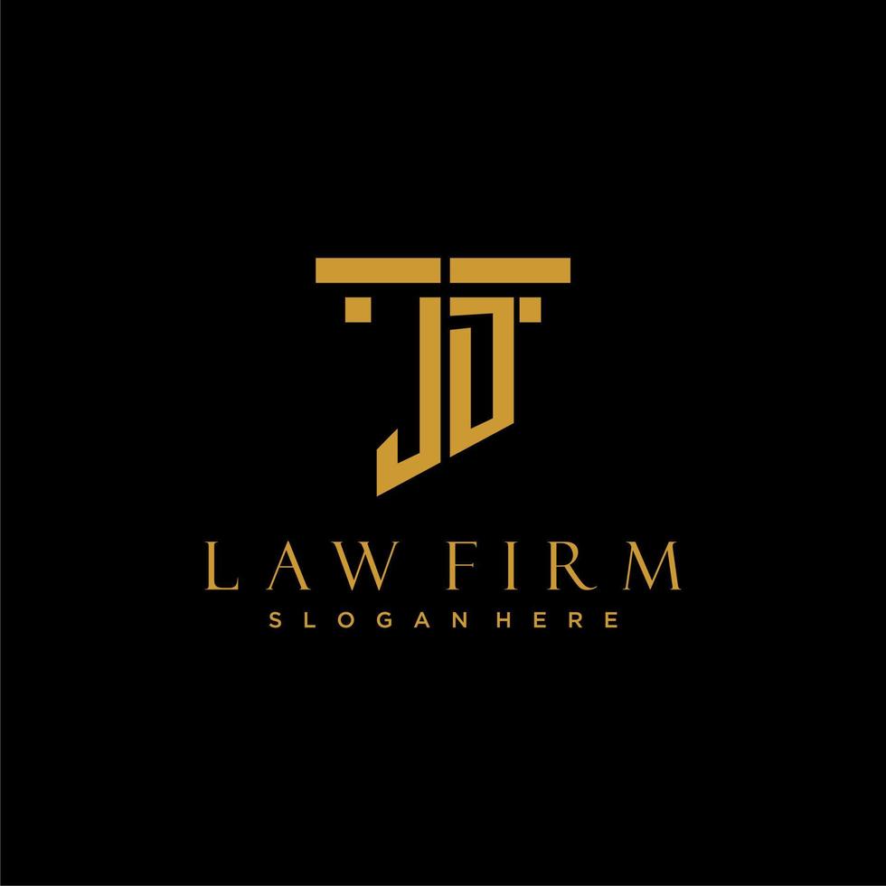 JD monogram initial logo for lawfirm with pillar design vector