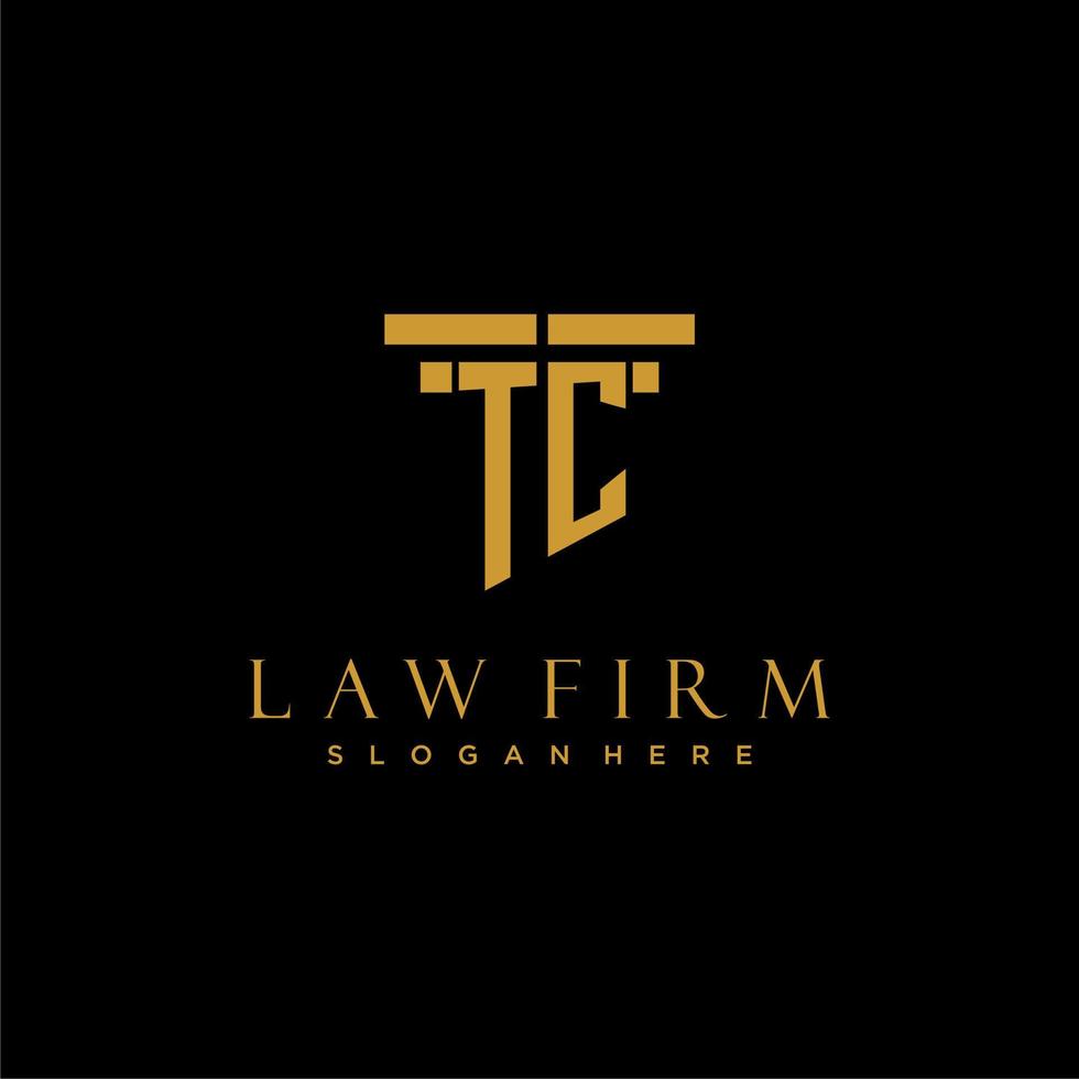 TC monogram initial logo for lawfirm with pillar design vector