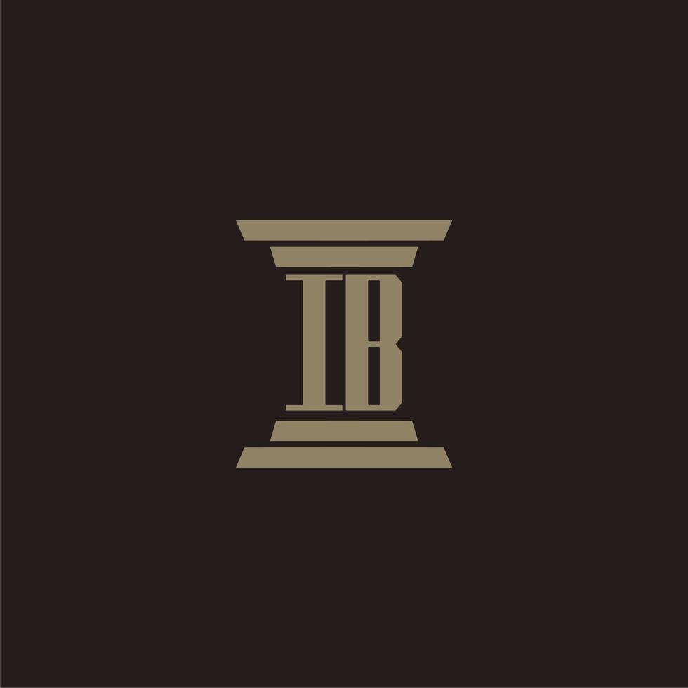 IB monogram initial logo for lawfirm with pillar design vector