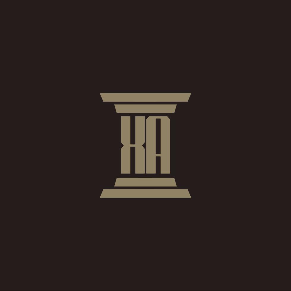 XA monogram initial logo for lawfirm with pillar design vector