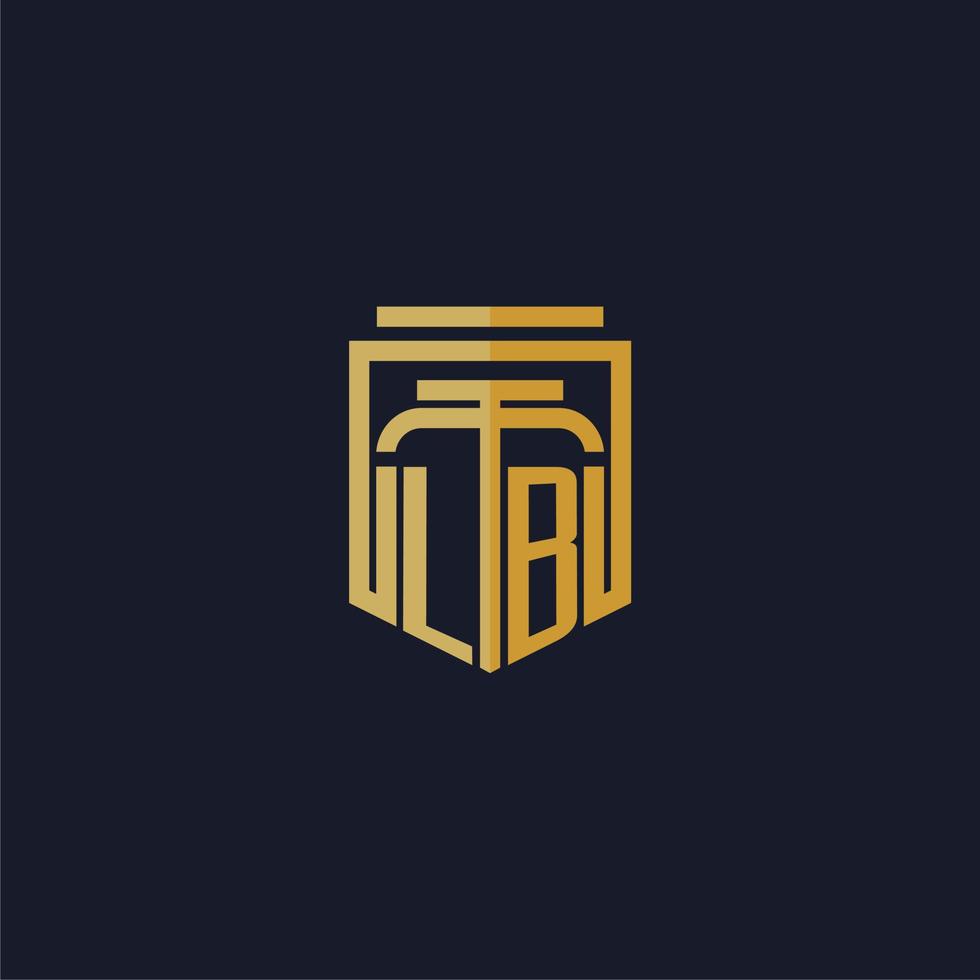 LB initial monogram logo elegant with shield style design for wall mural lawfirm gaming vector