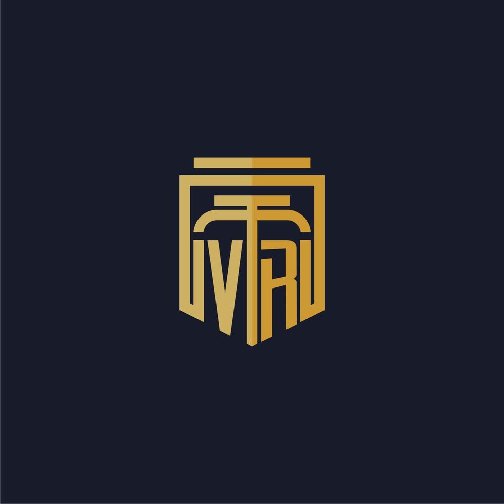 VR initial monogram logo elegant with shield style design for wall mural lawfirm gaming vector