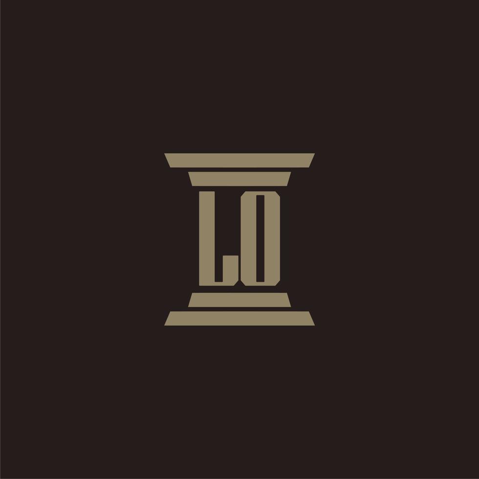 LO monogram initial logo for lawfirm with pillar design vector