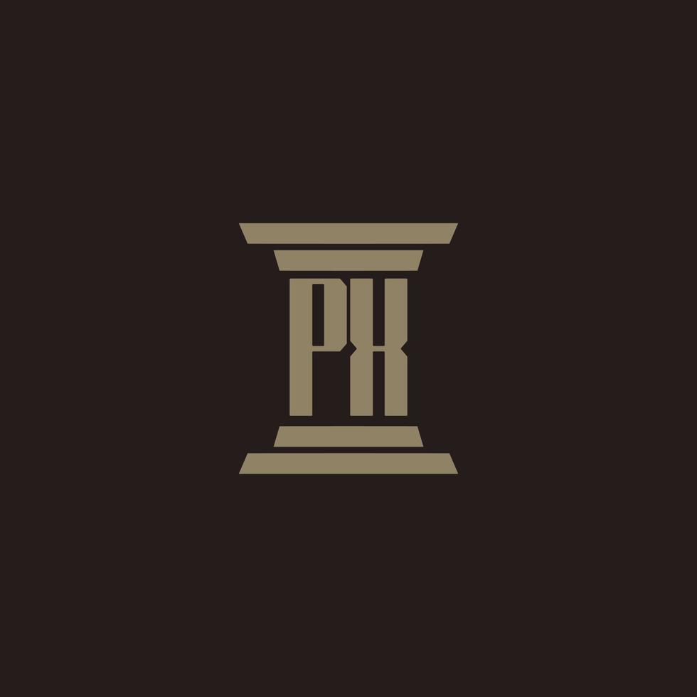 PX monogram initial logo for lawfirm with pillar design vector