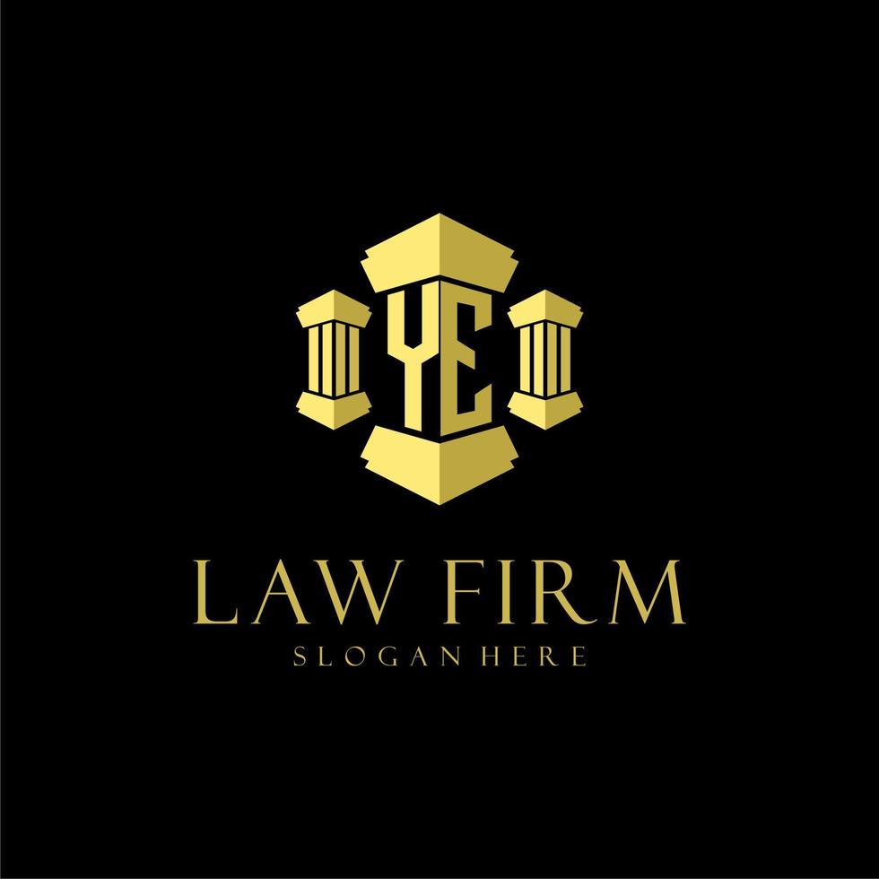 YE initial monogram logo for lawfirm with pillar design vector