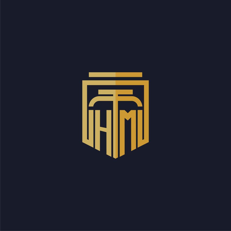 HM initial monogram logo elegant with shield style design for wall mural lawfirm gaming vector