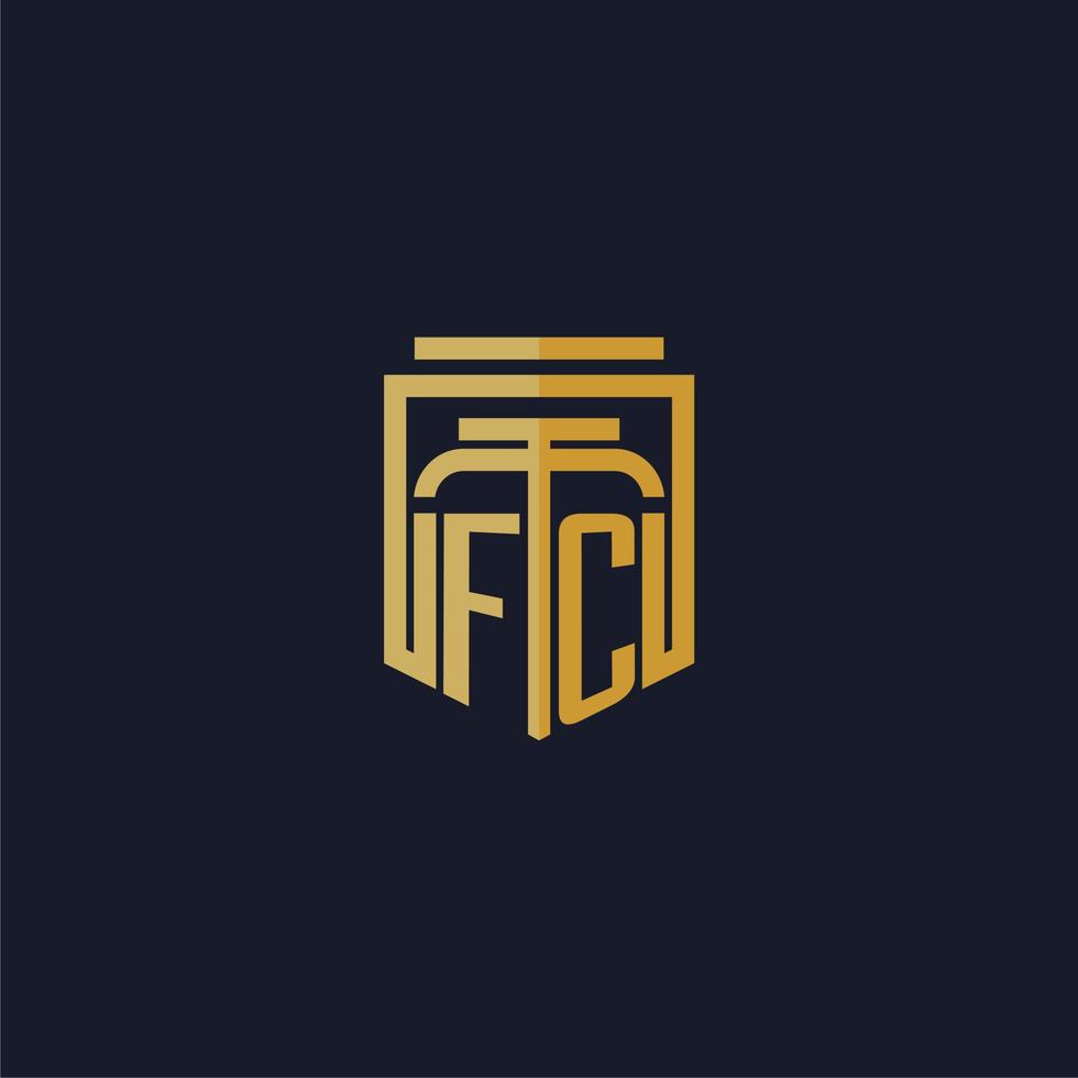 logotipo de monograma inicial de fc elegante con diseño de estilo de escudo para mural de juegos de bufete de abogados vector