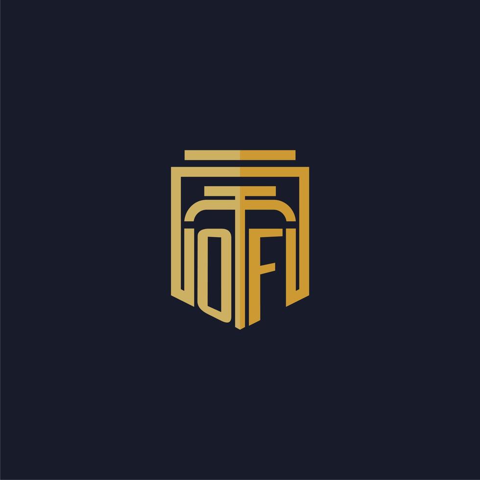 OF initial monogram logo elegant with shield style design for wall mural lawfirm gaming vector