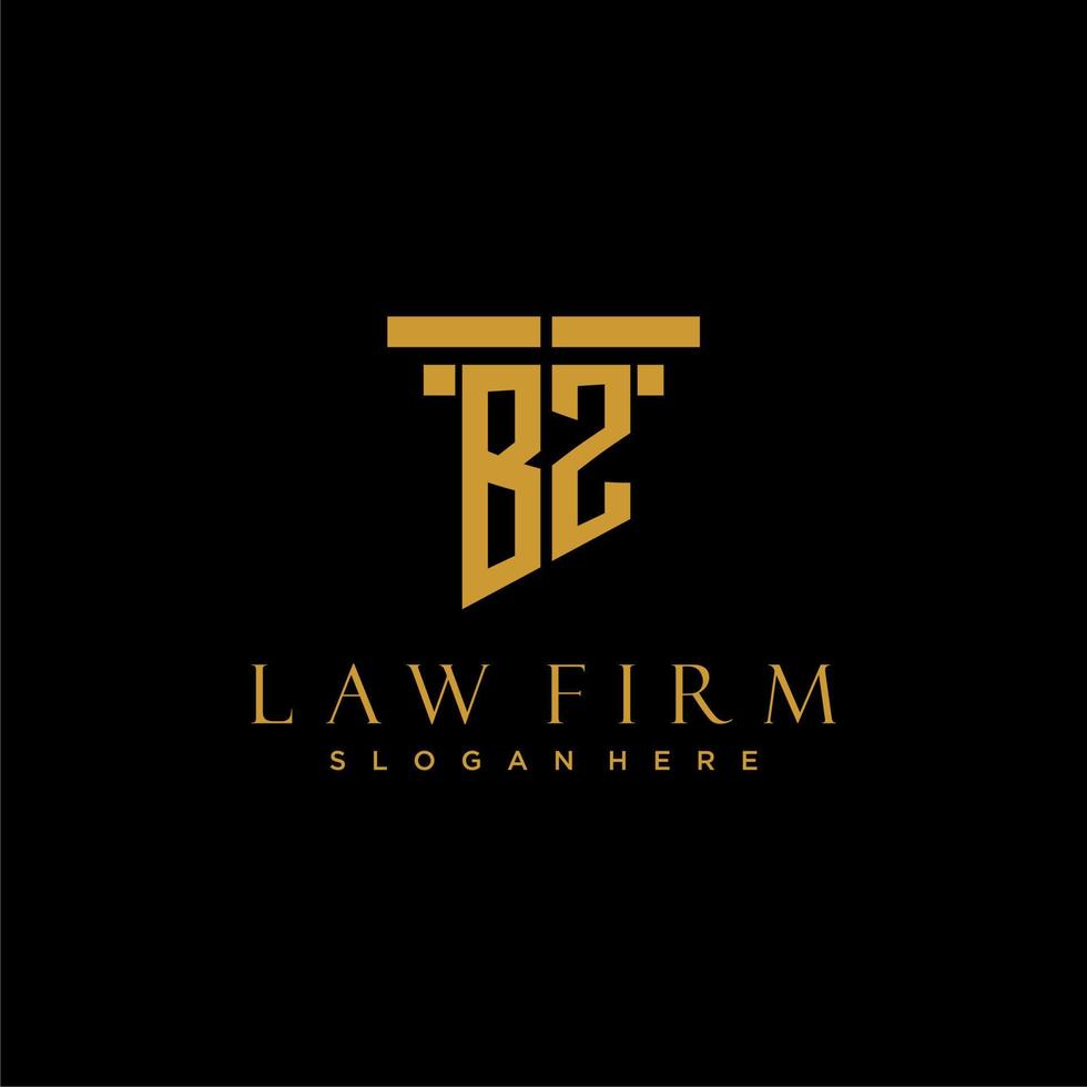 BZ monogram initial logo for lawfirm with pillar design vector