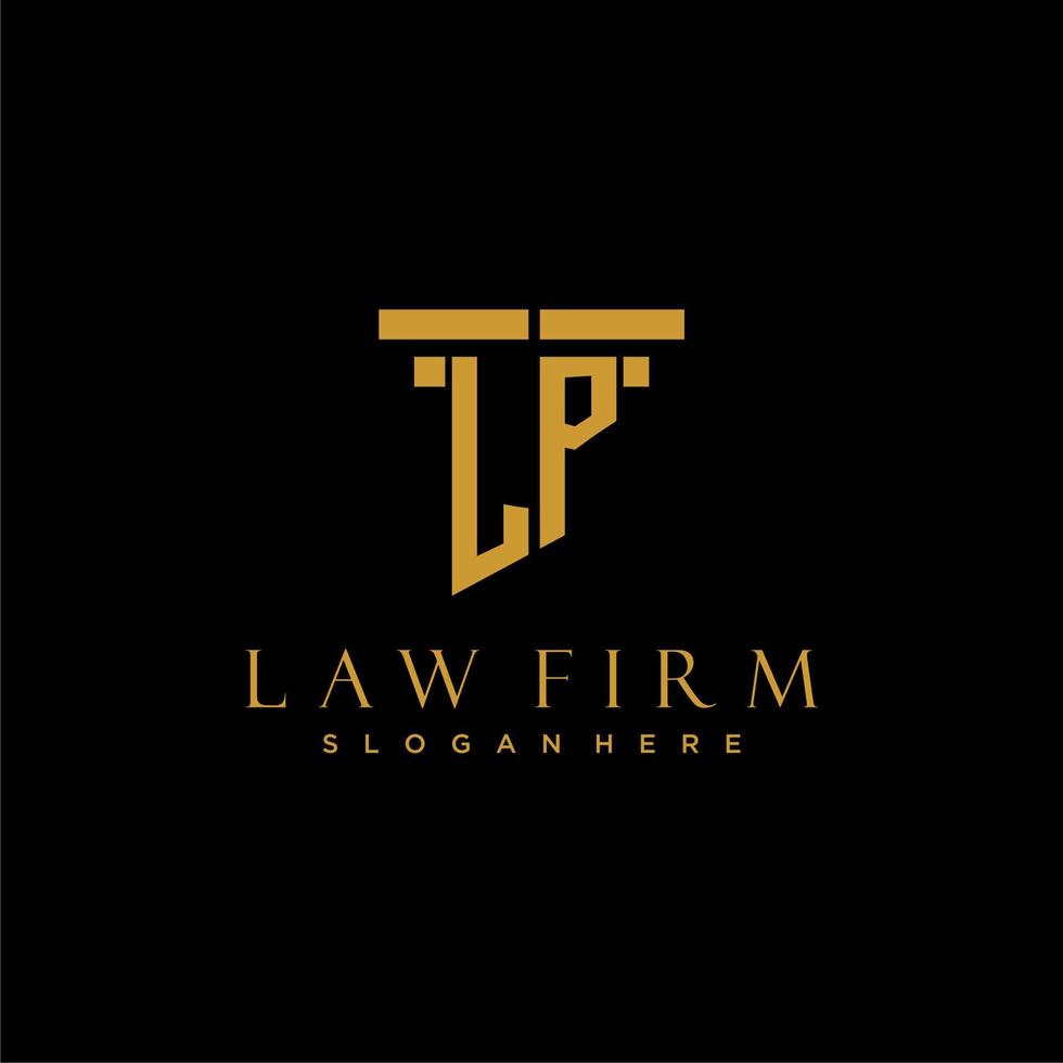 LP monogram initial logo for lawfirm with pillar design vector