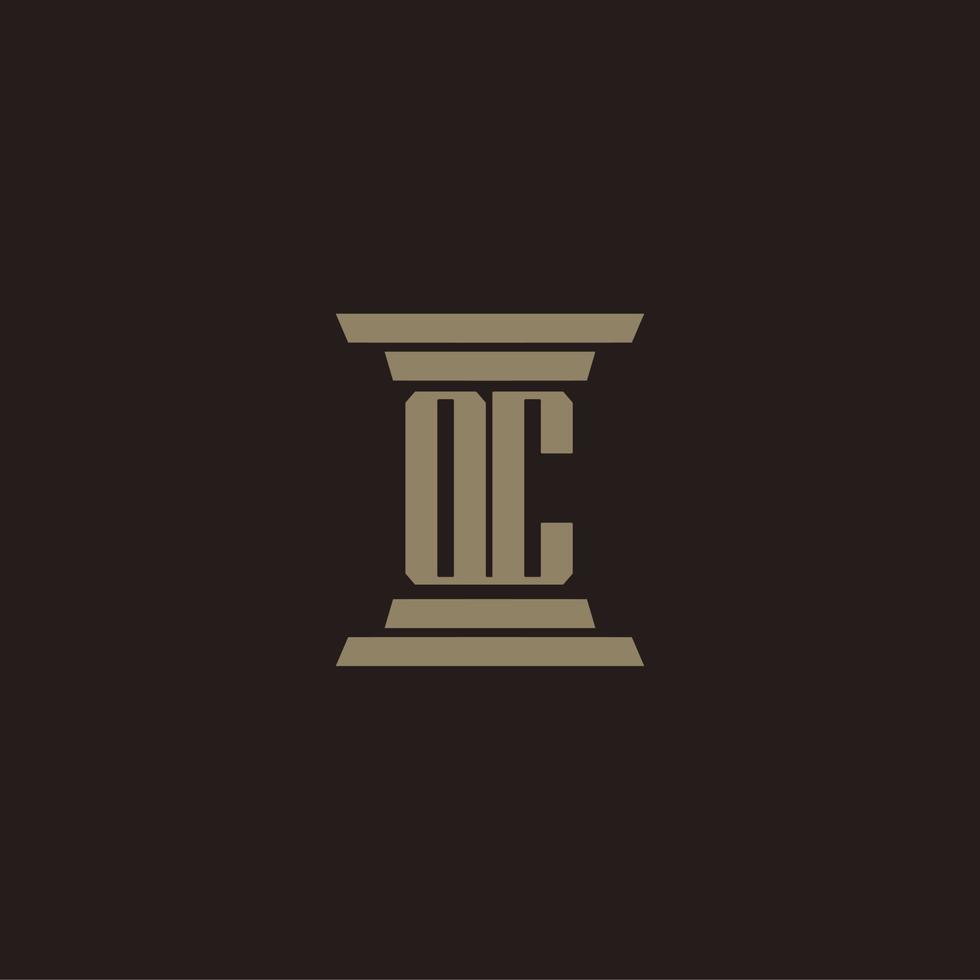 QC monogram initial logo for lawfirm with pillar design vector