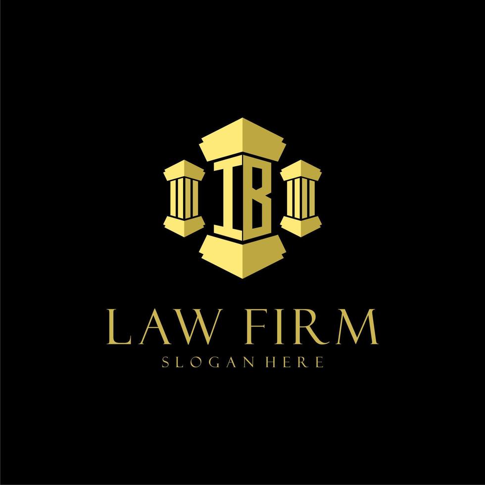 IB initial monogram logo for lawfirm with pillar design vector
