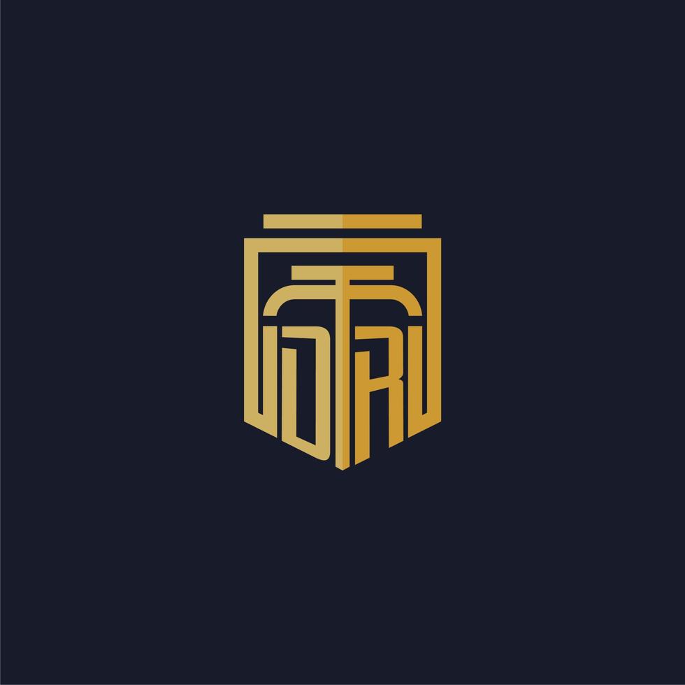 DR initial monogram logo elegant with shield style design for wall mural lawfirm gaming vector