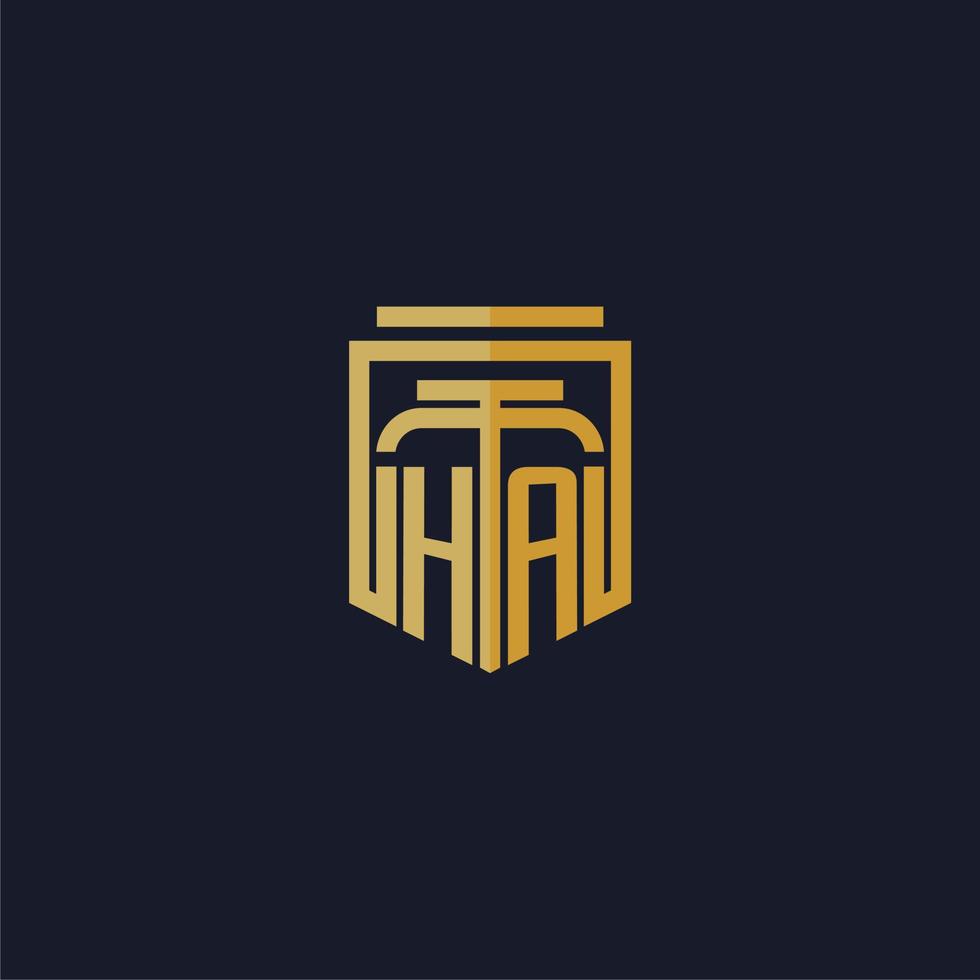 HA initial monogram logo elegant with shield style design for wall mural lawfirm gaming vector
