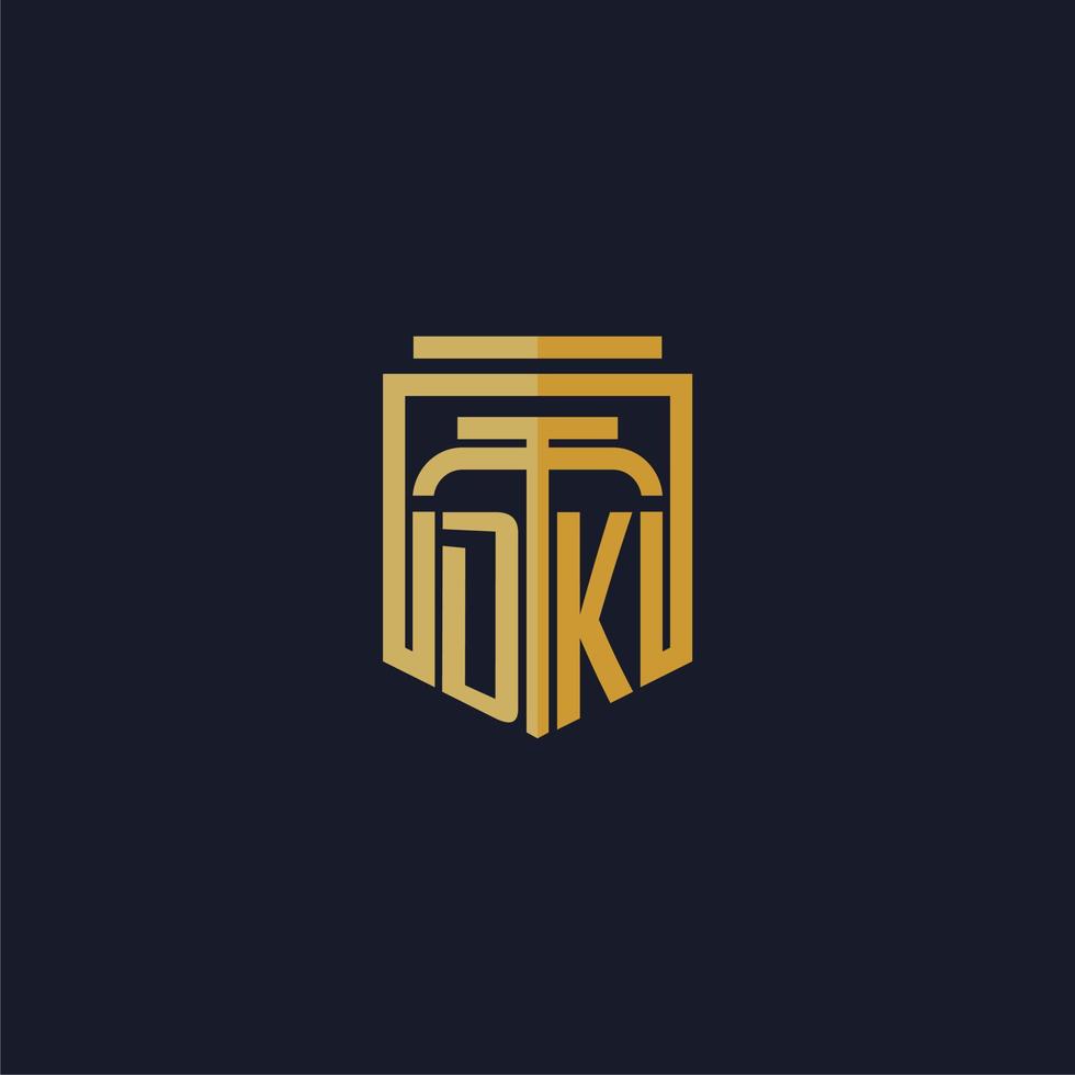 DK initial monogram logo elegant with shield style design for wall mural lawfirm gaming vector