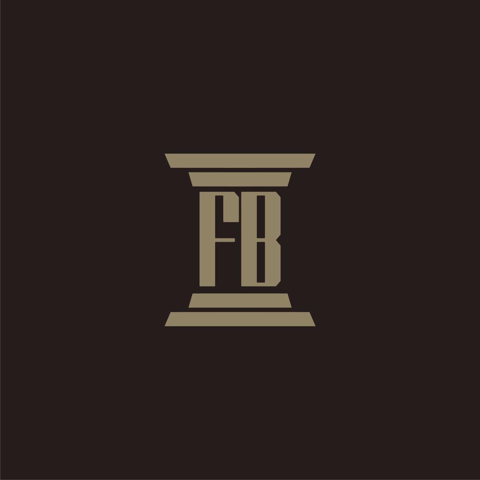 FB monogram initial logo for lawfirm with pillar design vector