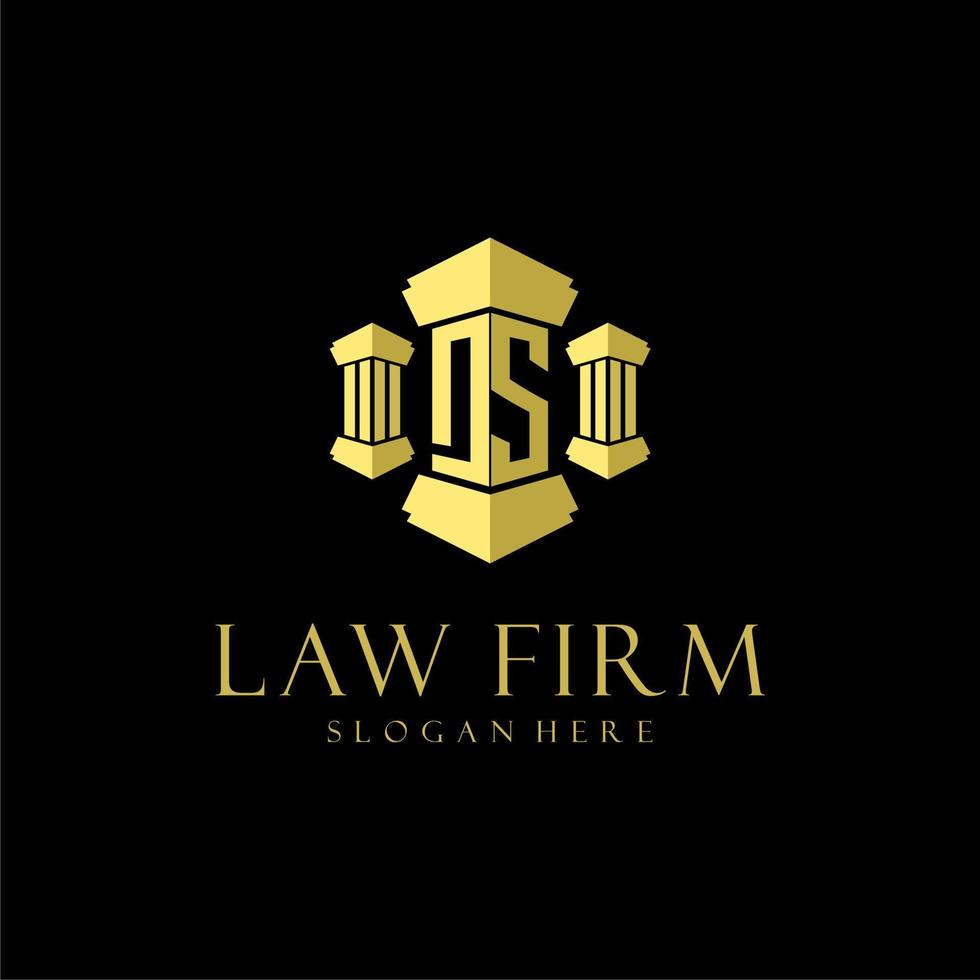 DS initial monogram logo for lawfirm with pillar design vector