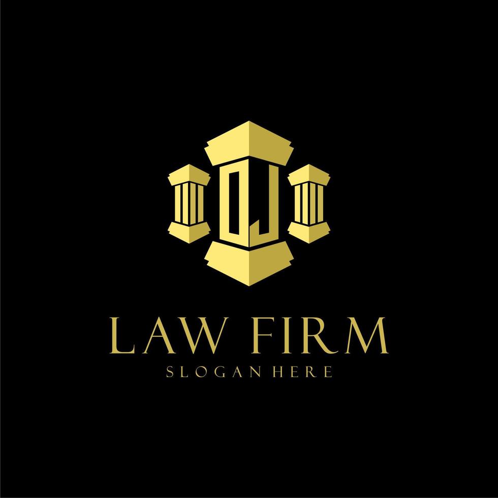 OJ initial monogram logo for lawfirm with pillar design vector
