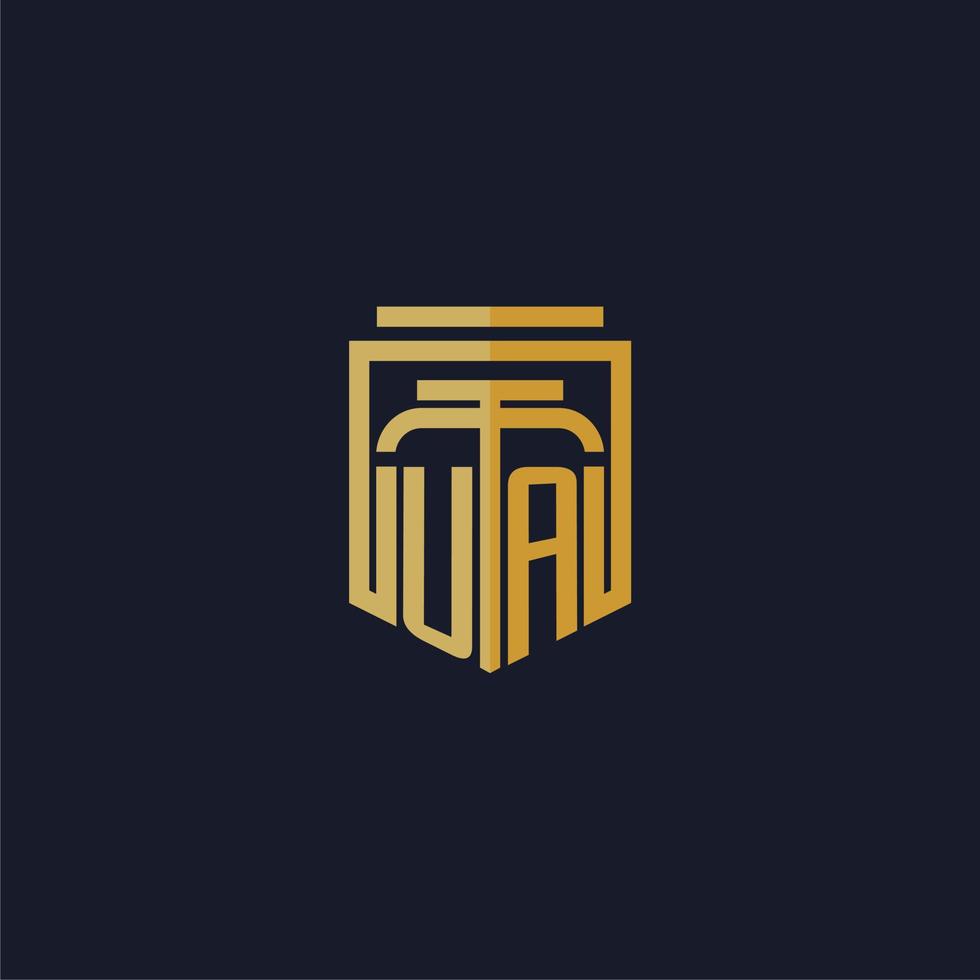 UA initial monogram logo elegant with shield style design for wall mural lawfirm gaming vector